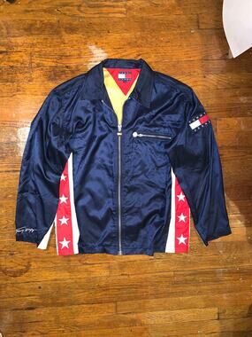 Vintage 90s Tommy Jeans Jacket Large Stars Flag Tommy Hilfiger Korea Nylon